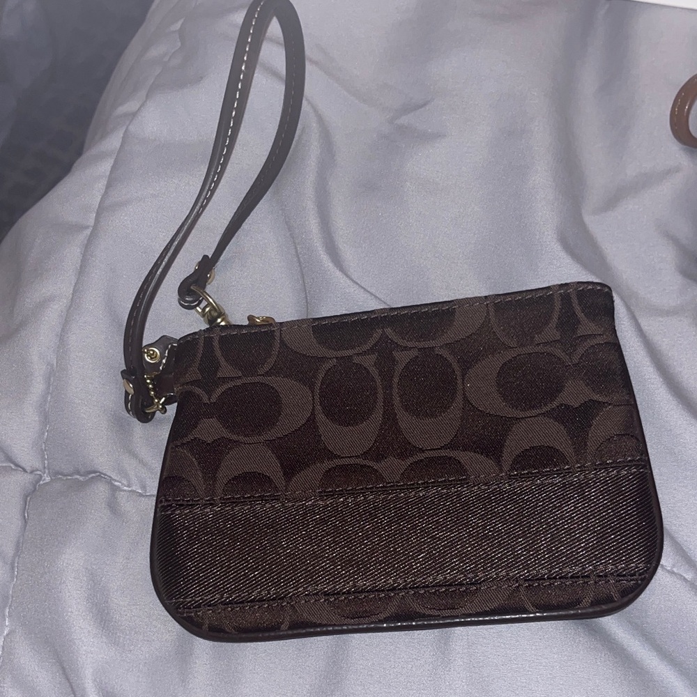 Coach Signature Dark Brown Wristlet